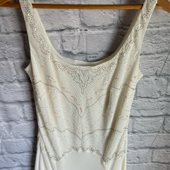 ALEX Evenings Ivory Beaded Sequin Accent Dress - Picture 3 of 13